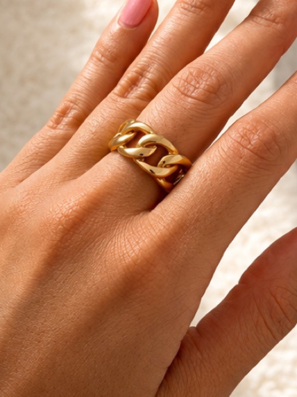 Gold Chain Link Statement Ring - Women Jewelry 14K yellow gold